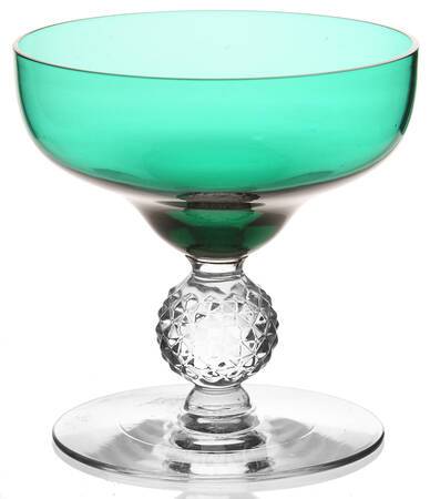 Old English Stiegel Blue Green (Golfball Stem) Low Sherbet