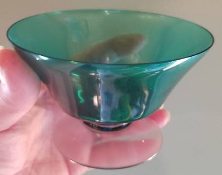 Old English Stiegel Blue Green (Golfball Stem) Finger Bowl