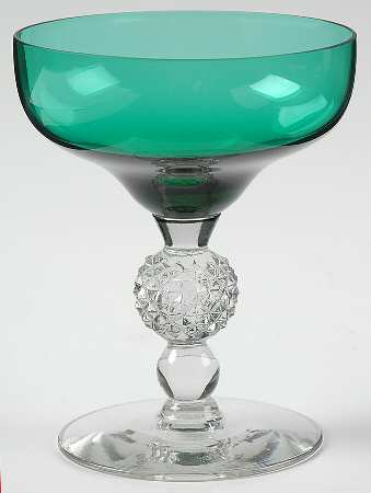 Old English Stiegel Blue Green (Golfball Stem) Champagne/Tall Sherbet