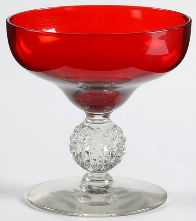Old English Ruby (Golf Ball Stem) Low Sherbet