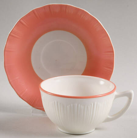 Cremax Bordette Pink Flat Cup & Saucer Set