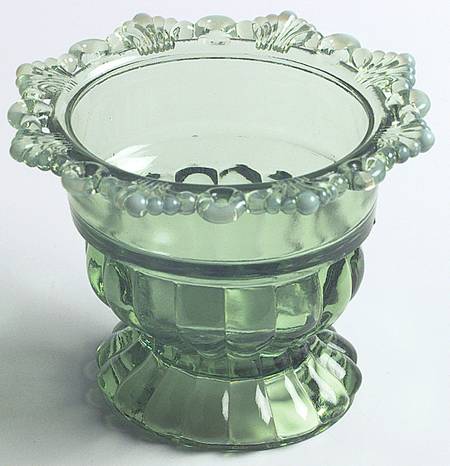 Ring and Petal Green Opalescent Sugar Bowl W/Lip No Lid