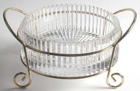 Diamond Fire 8" Hostess Bowl W/Gold Metal Stand