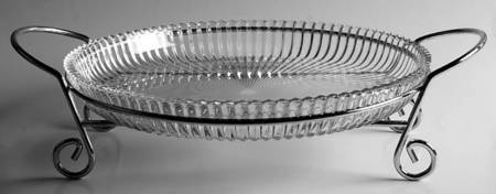 Diamond Fire Oval Platter with Silver Metal Stand