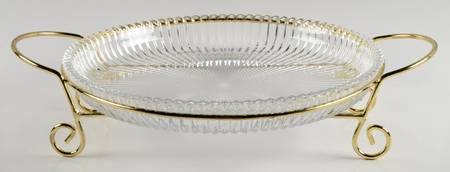 Diamond Fire Oval Platter with Gold Metal Stand