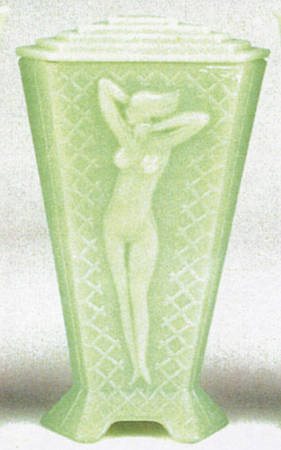 Jadite 7" Art Nude Vase with Lid