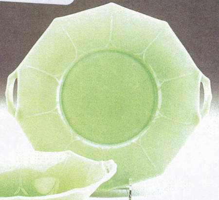 Jadite 10 Sided 2 Handled Plate