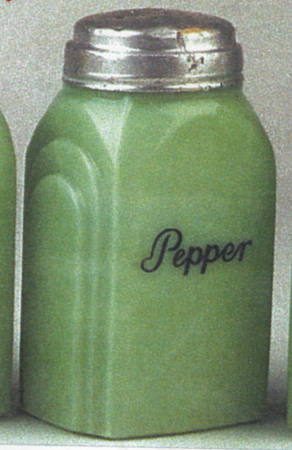 Jadite Pepper Shaker with Metal Lid