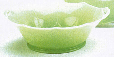 Jadite 10 Sided 2 Handled Bowl