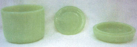 Jadite Coaster Set, Bow with Lid and 4 Coasters