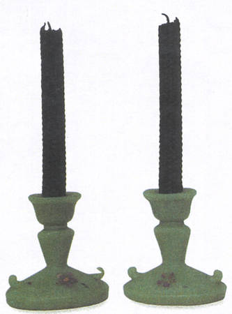 Jadite 4" Candlestick with Painted Decoration