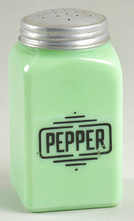Jadite Pepper Shaker with Metal Lid