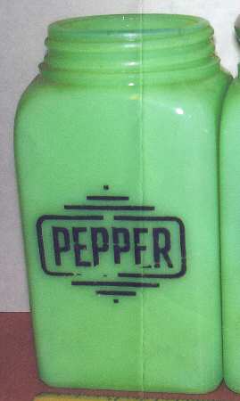 Jadite Pepper Shaker, No Metal Lid