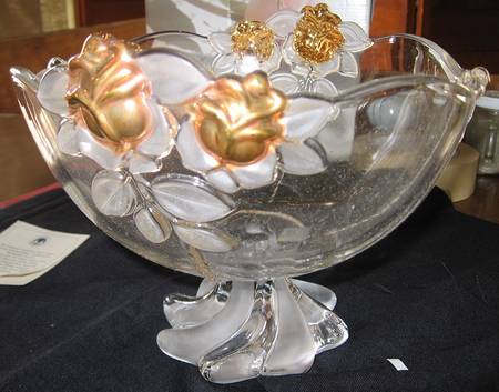 Gilded Rose 9" Footed Bowl