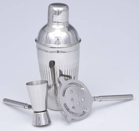 Cheers Metal Cocktail Shaker & Lid w/Strainer & Jigger