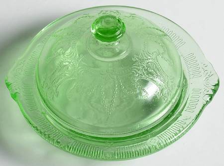Jennifer Minatures Green Round Covered Butter