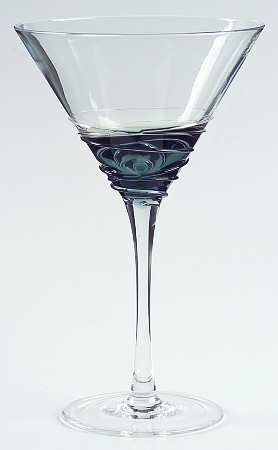 Cobalt Swirl Blue Martini Glass