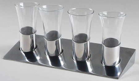 Axis Shot Glasse - Set of 4 & Metal Holder