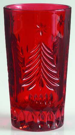 Christmas Tree Red Highball Glass