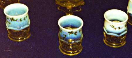 Manila Vaseline Opalescent Decorated Flat Tumbler