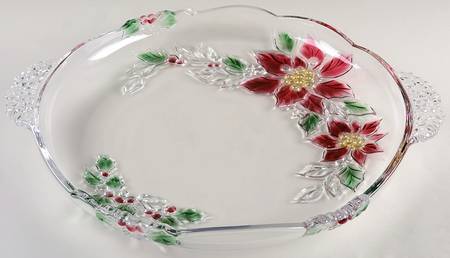 Christmas Poinsettia 15" Round Platter