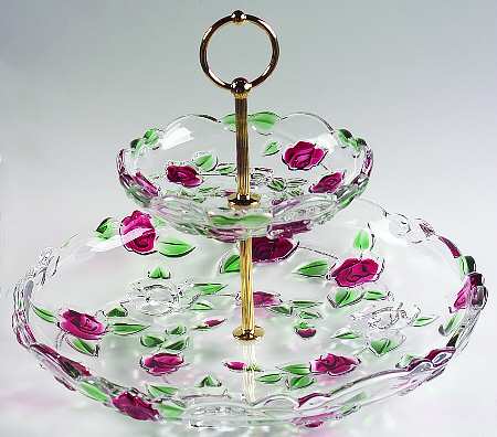 Rose Garden 2 Tier Serving Tray