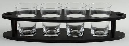 Brewmaster's Collection Beer Flight Set (4 6oz Beer Glasses & Wood Paddle)