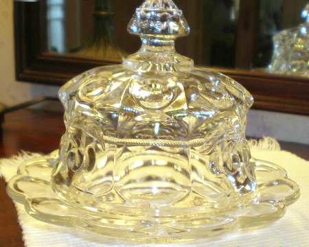 Cherry Thumbprint Clear Round Covered Butter