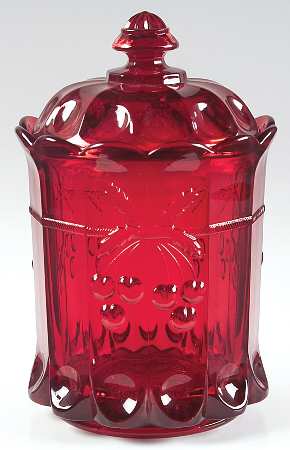 Cherry Thumbprint Ruby Tobacco Jar & Lid