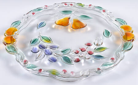 Garden Harvest (Embossed Color Fruit) Cake Plate