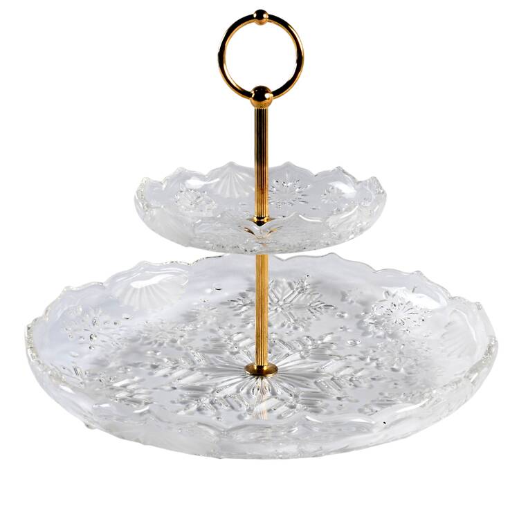 Snowy Night 2 Tier Serving Tray