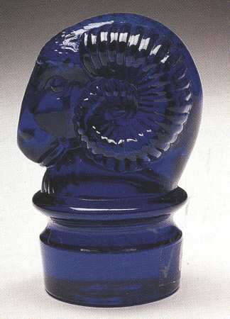 Heisey By Mosser Animals Stopper-Rams Head-Cobalt Blue