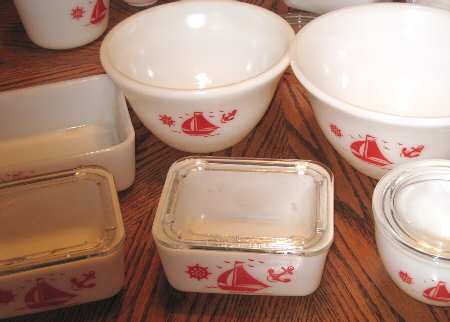 Ships Red Small Refrigerator Jar & Lid