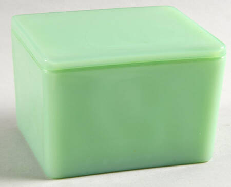 Jadeite-Green Glass Small Refrigerator Jar & Lid