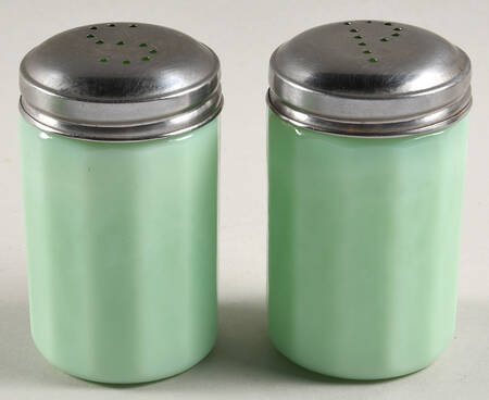 Jadeite-Green Glass Salt and Pepper Set