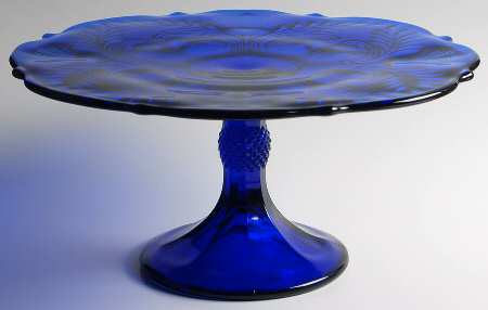 Inverted Thistle Cobalt Blue 11" Diameter Pedestal Cake Stand No Dome