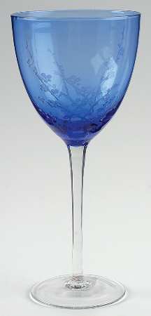 Cherry Blossom Cobalt Blue Wine Glass