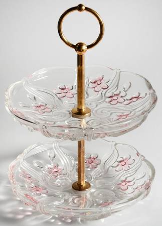 Floral Dance Pink Frost 2 Tier Serving Tray