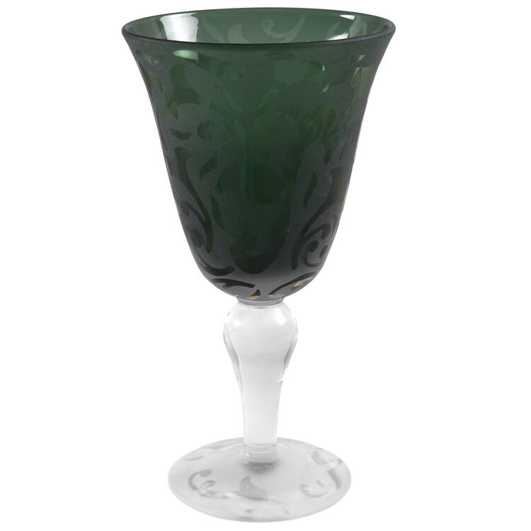 MWC2 (Bulbous Stem) Green Water Goblet