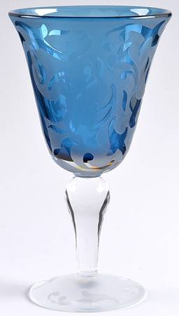 MWC2 (Bulbous Stem) Cobalt Blue Water Goblet