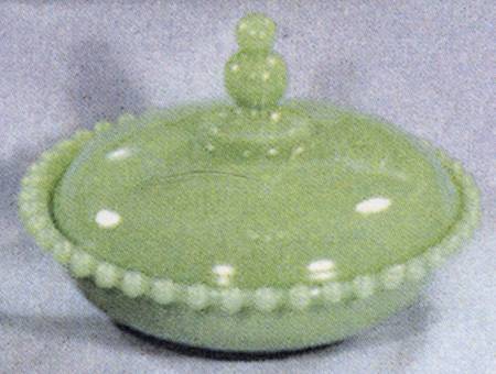 Candlewick Jade Ite 6" Candy Box/Jelly W/2 Ball Lid