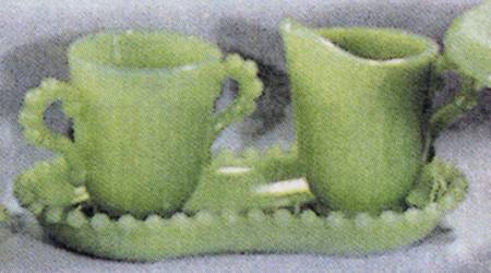Candlewick Jade Ite #2 Creamer , #1 Sugar Open & 6" Tray #29