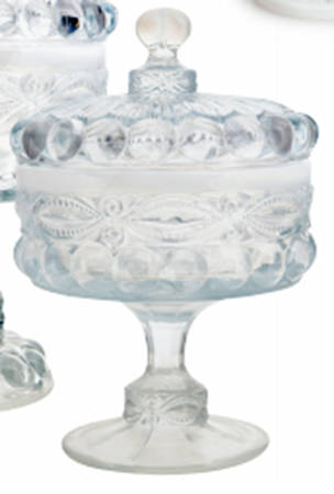 Eye Winker Crystal Opal 7" Compote & Lid