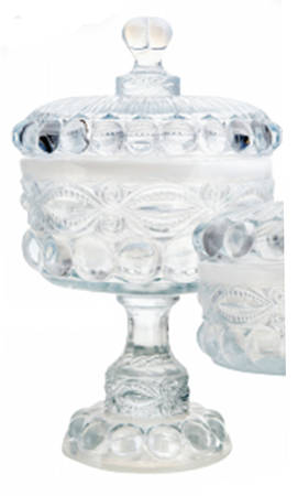 Eye Winker Crystal Opal 10" Compote & Lid