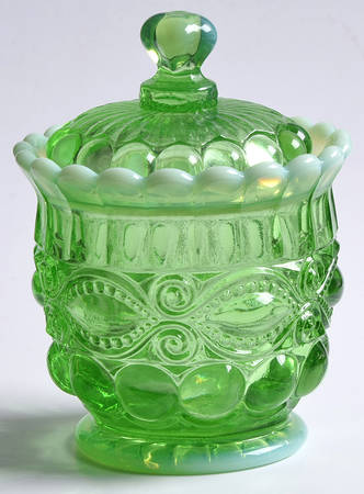 Eye Winker Green Opal Sugar Bowl & Lid