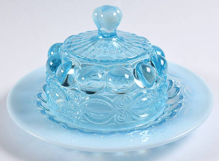 Eye Winker Aqua Opal Round Covered Butter
