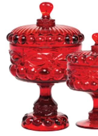 Eye Winker Red 10" Compote & Lid