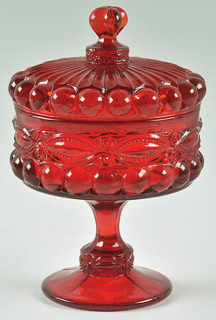 Eye Winker Red 7" Compote & Lid