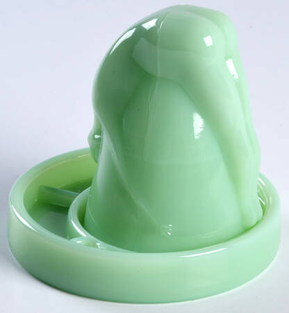 Jadeite Bottoms Up Shot Glass & Coaster