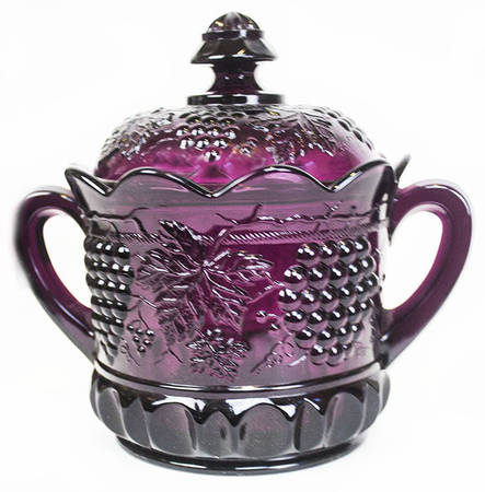 Grape and Cable Amethyst Cracker Jar & Lid